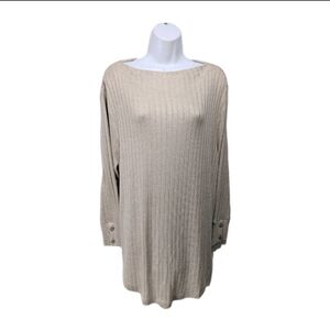 NWT Lane Bryant Knit Tunic Top Long Sleeve 18/20 Beige Minimalist 5300